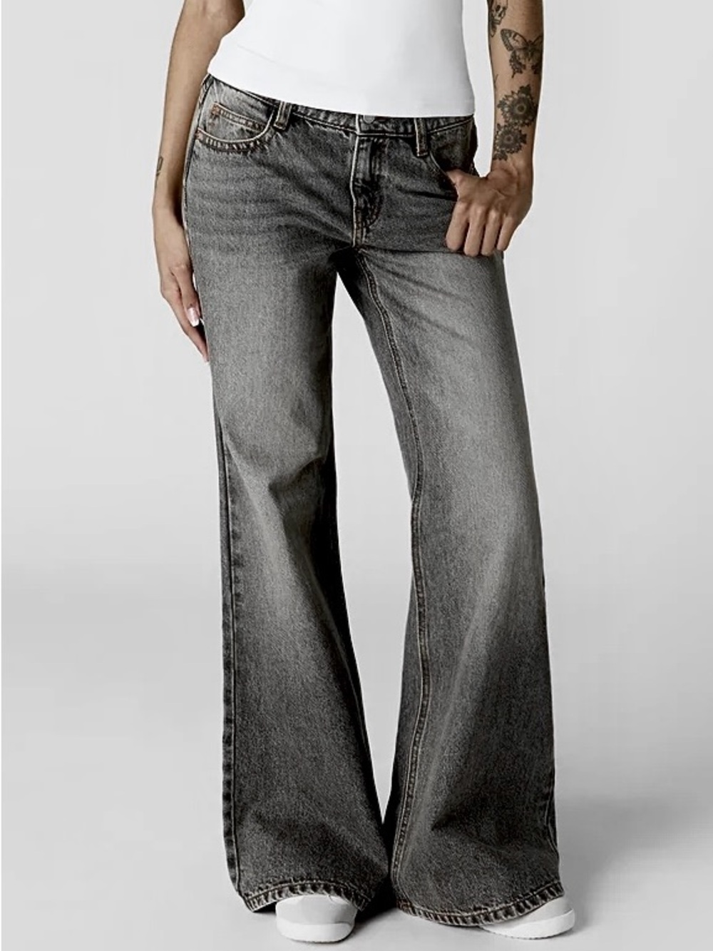 Urban Planet - Charcoal - Low Rise Super Flare Jeans (Size 5)